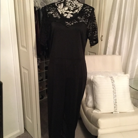 Pants - Black lace top skinny leg jumpsuit